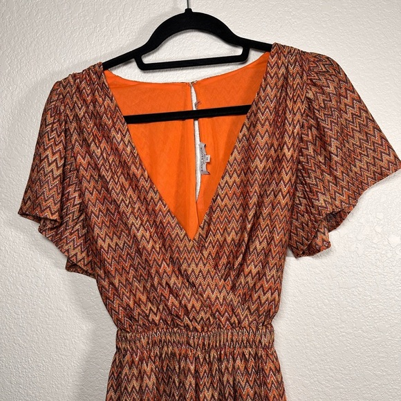Ramy Brook Stylish Mini Orange Patterned Dress XS - Picture 3 of 7